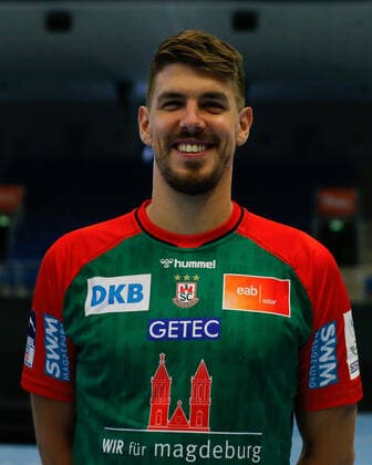 23 08 2021, xgox, handball LIQUI MOLY HBL, SC Magdeburg photo session emspor, v l Piotr Chrapkowski Magdeburg, 3 portrait, portraet, single picture Magdeburg