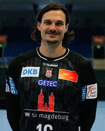 23 08 2021, xgox, handball LIQUI MOLY HBL, SC Magdeburg photo session emspor, v l Jannick Green Krejberg Magdeburg, 16 portrait, portraet, single picture Magdeburg