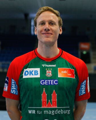 23 08 2021, xgox, handball LIQUI MOLY HBL, SC Magdeburg photo session emspor, v l Magnus Gullerud Magdeburg, 21 portrait, portraet, single picture Magdeburg