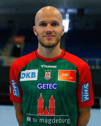 23 08 2021, xgox, handball LIQUI MOLY HBL, SC Magdeburg photo session emspor, v l Tim Hornke Magdeburg, 17 portrait, portraet, single picture Magdeburg