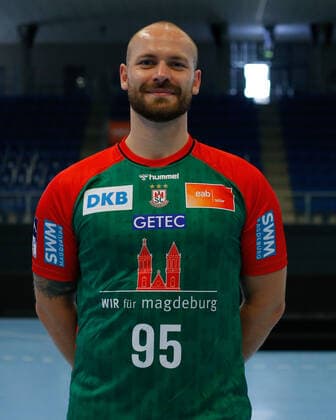 23 08 2021, xgox, handball LIQUI MOLY HBL, SC Magdeburg photo session emspor, v l Moritz Preuss Magdeburg, 95 portrait, portraet, single picture Magdeburg