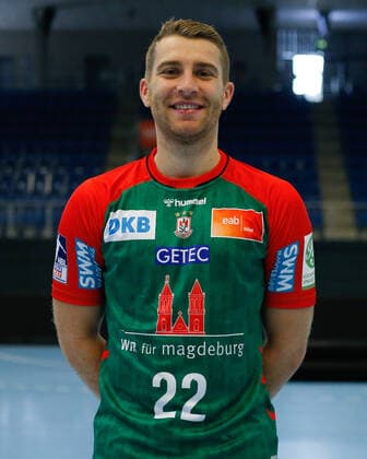 23 08 2021, xgox, handball LIQUI MOLY HBL, SC Magdeburg photo session emspor, v l Lukas Mertens Magdeburg, 22 portrait, portraet, single picture Magdeburg
