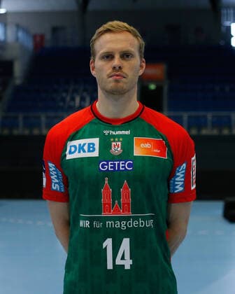 23 08 2021, xgox, handball LIQUI MOLY HBL, SC Magdeburg photo session emspor, v l Omar Ingi Magnusson Magdeburg, 14 portrait, portraet, single picture Magdeburg