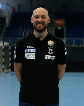 23 08 2021, xgox, handball LIQUI MOLY HBL, SC Magdeburg photo session emspor, v l Yves Grafenhorst Magdeburg, co coach portrait, portraet, single picture Magdeburg