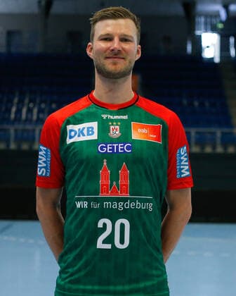 23 08 2021, xgox, handball LIQUI MOLY HBL, SC Magdeburg photo session emspor, v l Philipp Weber Magdeburg, 20 portrait, portraet, single picture Magdeburg