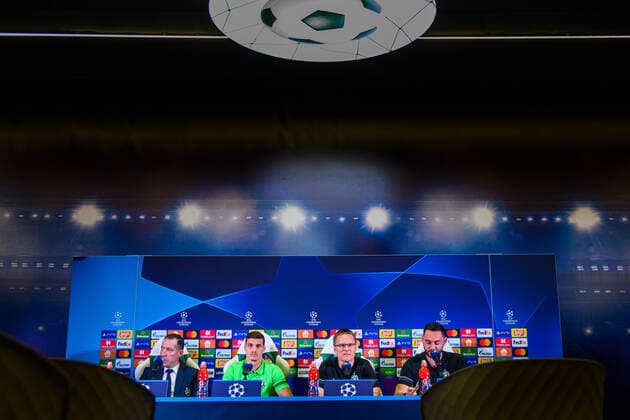 210823 Valdas Dambrauskas, head coach during a press conference with Ludogorets on August 23, 2021 in Razgrad Photo Ludvig Thunman BILDBYRAN kod LT LT0192 fotboll football soccer fotball champions league presskonferens press conference ludogorets bbeng,  Copyright: LUDVIGxTHUNMAN BB210823LT050