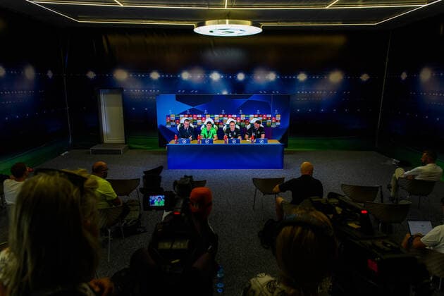 210823 Valdas Dambrauskas, head coach during a press conference with Ludogorets on August 23, 2021 in Razgrad Photo Ludvig Thunman BILDBYRAN kod LT LT0192 fotboll football soccer fotball champions league presskonferens press conference ludogorets bbeng,  Copyright: LUDVIGxTHUNMAN BB210823LT055