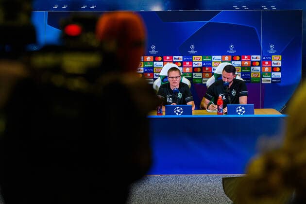 210823 Valdas Dambrauskas, head coach during a press conference with Ludogorets on August 23, 2021 in Razgrad Photo Ludvig Thunman BILDBYRAN kod LT LT0192 fotboll football soccer fotball champions league presskonferens press conference ludogorets bbeng,  Copyright: LUDVIGxTHUNMAN BB210823LT056