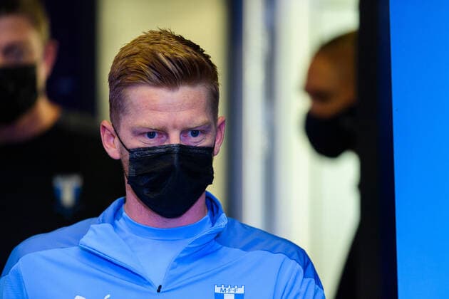 210823 Anders Christiansen during a press conference with Malmö FF ahead of the UEFA Champions League playoff match against Ludogorets on August 23, 2021 in Razgrad Photo Ludvig Thunman BILDBYRAN kod LT LT0191 fotboll football soccer fotball champions league träning presskonferens training practice press conference malmö ff bbeng,  Copyright: LUDVIGxTHUNMAN BB210823LT063