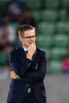 210824 Valdas Dambrauskas, head coach of Ludogorets during the UEFA Champions League playoff match between Ludogorets and Malmö FF on August 24, 2021 in Razgrad Photo Ludvig Thunman BILDBYRAN kod LT LT0193 fotboll football soccer fotball champions league playoff ludogorets malmö ff bbeng,  Copyright: LUDVIGxTHUNMAN BB210824LT116