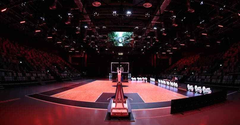 25 08 2021 Basketball Nuremberg Falcons Basketball Club NBC Official Inauguration of the Kia Metropol Arena Sports Photo Zink DaMa Symbol Image Symbol Photo Feature Impression Empty Arena Hall Hall Panorama Panorama Kia Metropol Arena