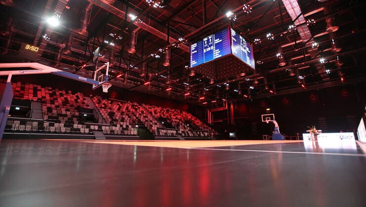 25 08 2021 Basketball Nuremberg Falcons Basketball Club NBC Official Inauguration of the Kia Metropol Arena Sports Photo Zink DaMa Symbol Image Symbol Photo Feature Impression Empty Arena Hall Hall Panorama Panorama Kia Metropol Arena