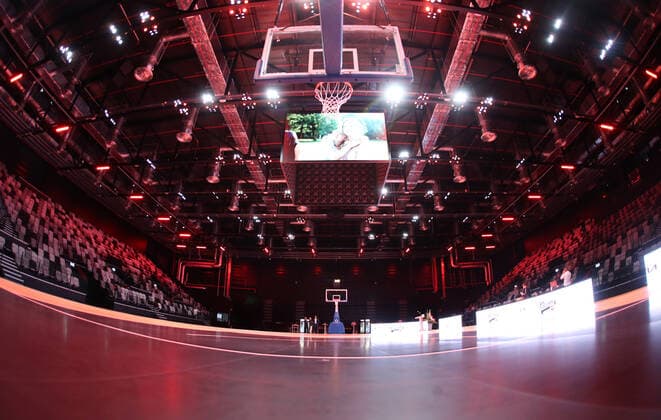 25 08 2021 Basketball Nuremberg Falcons Basketball Club NBC Official Inauguration of the Kia Metropol Arena Sports Photo Zink DaMa Symbol Image Symbol Photo Feature Impression Empty Arena Hall Hall Panorama Panorama Kia Metropol Arena