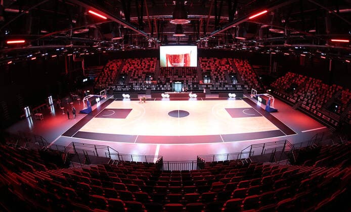 25 08 2021 Basketball Nuremberg Falcons Basketball Club NBC Official Inauguration of the Kia Metropol Arena Sports Photo Zink DaMa Symbol Image Symbol Photo Feature Impression Empty Arena Hall Hall Panorama Panorama Kia Metropol Arena