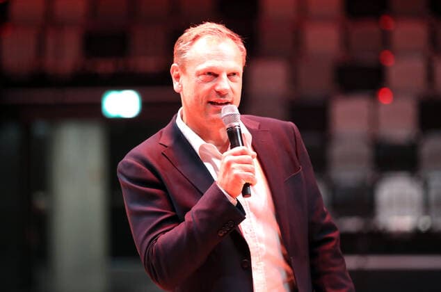 25 08 2021 Basketball Nuremberg Falcons Basketball Club NBC Official Inauguration of the Kia Metropol Arena Sports Photo Zink DaMa Ralph Junge Managing Director Nuremberg Falcons BC NBC Speaks