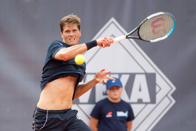 BNP Paribas Polish Cup Nino Serdarusic (CRO), in action during ATP, Tennis Herren Challenger BNP Paribas Polish Cup in Warsaw, Poland, on August 25, 2021. Warsaw Poland jastrzebowski-bnpparib210825_npW3g  Copyright: xFotoxOlimpikx