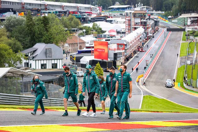 STROLL Lance (can), Aston Martin F1 AMR21, portrait trackwalk during the Formula 1 Belgium Grand Prix, 12th round of the 2021 FIA Formula One World Championship, WM, Weltmeisterschaft from August 27 to 29, 2021 on the Circuit de Spa-Francorchamps, in Stavelot, near LiÃ‹ge, Belgium FORMULE 1 : Grand prix de belgique - 26 08 2021 DPPI PANORAMIC 