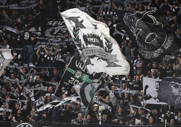 SOCCER - UEFA EL, Sturm vs Mura GRAZ,AUSTRIA,26.AUG.21 - SOCCER - UEFA Europa League play off, SK Sturm Graz vs NS Mura. Image shows fans.  GEPAxpictures xHansxOberlaender