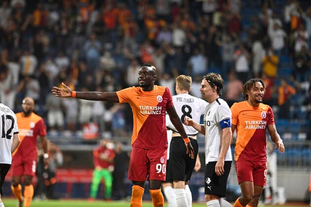 Mbaye Diagne of Galatasaray during the UEFA Europa League Play off second leg match between Galatasaray and Randers FC at Kasimpasa Recep Tayyip Erdogan Stadium in Istanbul , Turkey on August 26 , 2021. 