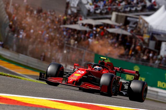 55 Carlos Sainz ESP, Scuderia Ferrari Mission Winnow , F1 Grand Prix of Belgium at Circuit de Spa Francorchamps on August 27, 2021 in Spa Francorchamps, Belgium Photo by HOCH ZWEI Spa Francorchamps Belgium