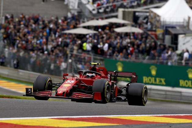 55 SAINZ Carlos (spa), Scuderia Ferrari SF21, action during the Formula 1 Belgium Grand Prix, 12th round of the 2021 FIA Formula One World Championship, WM, Weltmeisterschaft from August 27 to 29, 2021 on the Circuit de Spa-Francorchamps, in Stavelot, near LiÃ‹ge, Belgium - Photo DPPI FORMULE 1 : Grand prix de belgique - 27 08 2021 DPPI PANORAMIC  00121025_F12021GP12BEL_JK156411