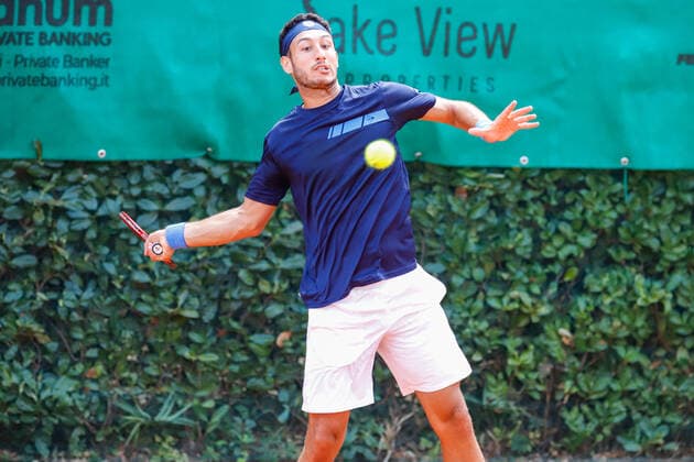 August 27, 2021, Lesa (NO, Italy: Lesa (NO), Italy, Sporting Tennis Lesa, August 27, 2021, Matias Franco Descotte from Argentina during Lesa Cup 2021 - ITF - Tennis Internationals Tennis Internationals - Lesa Cup 2021 - ITF, lesa (no), Italy - ZUMAl164 20210827_zsa_l164_024 Copyright: xRobertaxCorradinx