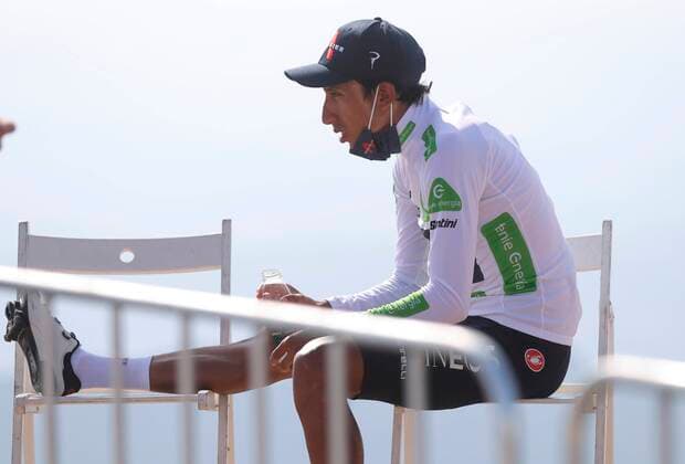 Colombian Egan Bernal, Ineos Grenadiers, is seen after the 14th stage of the Spanish Cycling Vuelta, a 165.7 km-long race between Don Benito (Badajoz) and Pico Villuercas (Cáceres), Spain, 28 August 2021. 14th stage of the Spanish Cycling Vuelta !ACHTUNG: NUR REDAKTIONELLE NUTZUNG!  Copyright: xManuelxBruquex GRAF9534 20210828-103cb3276060a20cc3f167cb89e61af7bc3d4432