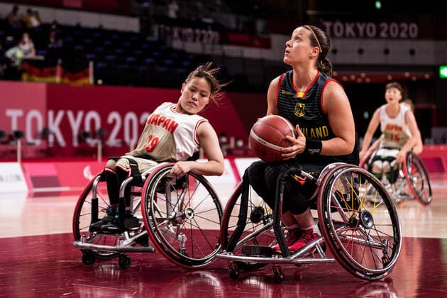 Tokyo 2020 Paralympic Games Wheelchair Basketball , 29 08 2021 TOKYO, JAPAN 29 August Wheelchair Basketball, Japan vs Germany Women, on Day 5 of the Tokyo 2020 Paralympic Games at Ariake Arena on 29 08 2021 in Tokyo Japan Yui Kitama 19, Japan , Anne Patzwald 7, Germany Copyright: xBEAUTIFULxSPORTS Wunderlx