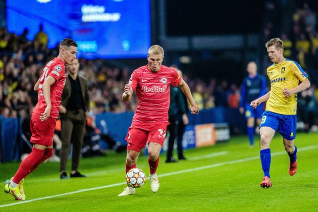 Broendby IF v FC Red Bull Salzburg, UEFA Champions League qualification, Broendby, Denmark Broendby, Denmark. 25th, August 2021. Rasmus Kristensen (43) of FC Red Bull Salzburg seen during the UEFA Champions League qualification match between Broendby IF and FC Red Bull Salzburg at Broendby Stadion in Broendby. Brondby Denmark  Copyright: xGonzalesxPhoto RobertxHendelx