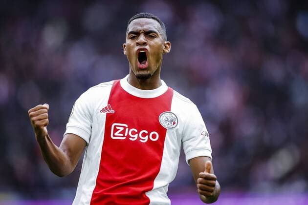 AMSTERDAM, 29-08-2021, JohanCruyff Arena, Dutch Football Eredivisie season 2021 2022 beween Ajax and Vitesse. Ajax player Ryan Gravenberch celebrating the goal. Ajax - Vitesse  x13195004x Copyright: