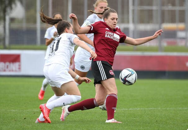 29 08 2021 Football Season 2021 2022 2 Women Football Women Bundesliga 02 Matchday 1 FC Nürnberg FCN Club SG Eintracht Frankfurt II Sportfoto Zink DaMa Jonna Brengel 10, SG Eintracht Frankfurt II Luisa Richert 10, 1 FC Nürnberg FCN
