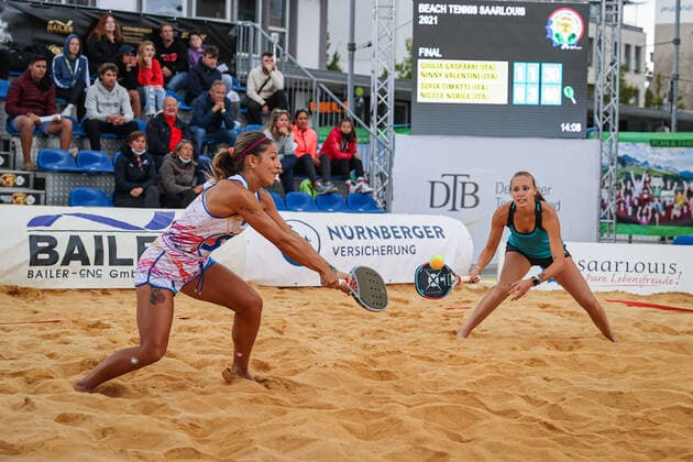 GASPARRI, Giulia ITA and VALENTINI, Ninny ITA , ITF Beach Tennis World Tour Sand Series Saarlouis 2021, Saarlouis, Kleiner Markt, 29 08 2021,