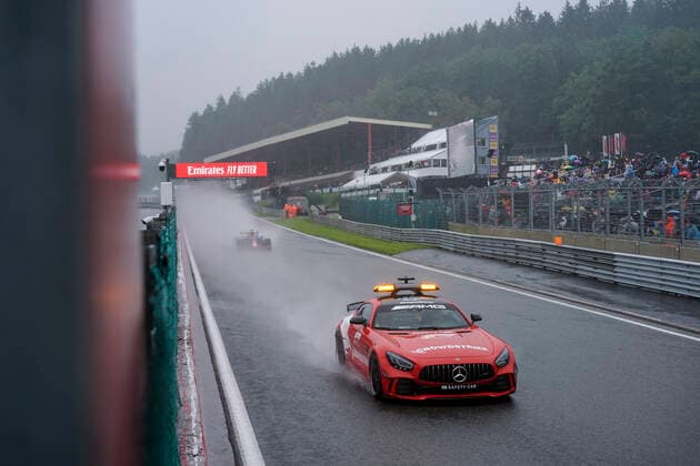 August 29, 2021, Francorchamps, Belgium: The safety car during the 2021 FIA Formula 1 Belgian Grand Prix at Circuit de Spa-Francorchamps in Francorchamps, Belgium. Francorchamps Belgium - ZUMAg147 20210829_zap_g147_056 Copyright: xJamesxGasperottix