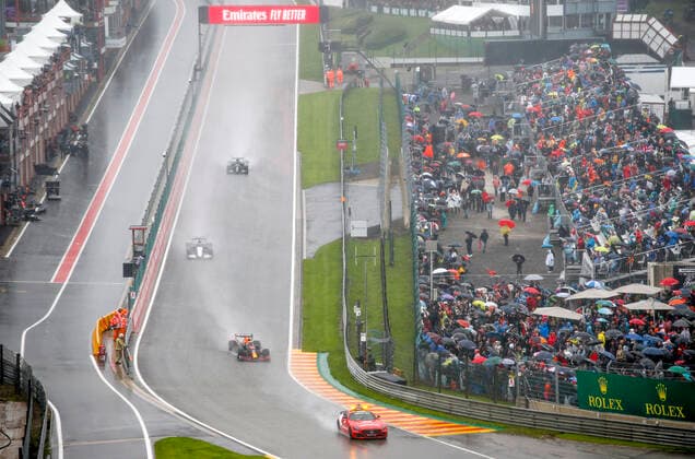 F1 Safety Car, Mercedes AMG GT R, 33 Max Verstappen NED, Red Bull Racing , 63 George Russell GBR, Williams Racing , 44 Lewis Hamilton GBR, Mercedes AMG Petronas F1 Team , F1 Grand Prix of Belgium at Circuit de Spa Francorchamps on August 29, 2021 in Spa Francorchamps, Belgium Photo by HOCH ZWEI Spa Francorchamps Belgium