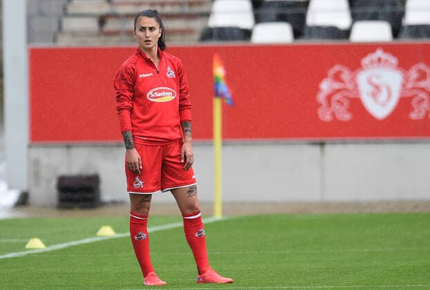 Football Women Season 2021 2022 FLYERALARM Bundesliga 1 Matchday SGS Essen 1 FC Köln on 28 08 2021 at Stadion Essen in Essen Francesca Calo 1 FC Köln DFB regulations prohibit any use of photographs as image sequences and or quasi video Nordrhein Westfalen Germany