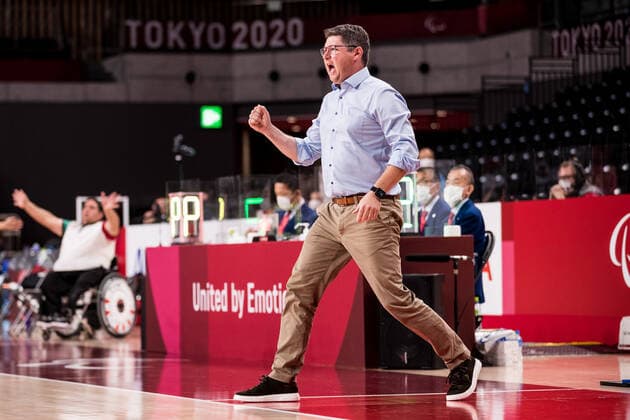 Tokyo 2020 Paralympic Games Wheelchair Basketball , 30 08 2021 TOKYO, JAPAN 30 August Wheelchair Basketball, Germany Iran Men, on Day 6 of the Tokyo 2020 Paralympic Games at Ariake Arena on 30 08 2021 in Tokyo Japan Nicolai Zeltinger Head Coach Germany Cheers Copyright: xBEAUTIFULxSPORTS Wunderlx