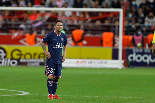 Stade de Reims v Paris Saint Germain - Ligue 1 Uber Eats Lionel Messi during the French championship Ligue 1 football match between Stade de Reims and Paris Saint-Germain on August 29, 2021 at Auguste Delaune stadium in Reims, France Paris France taamallah-football210830_np1pX  Copyright: xMehdixTaamallahx
