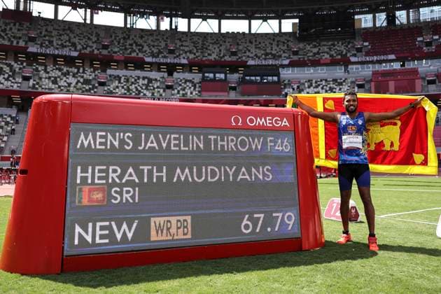 Tokyo 2020 Paralympic Games Athletics , 30 08 21 TOKYO, JAPAN 30 August Victory in Javelin Throw F46 with World Record HERATH MUDIYANSELAGE Dinesh Priyan SRI on Day 6 of the Tokyo 2020 Paralympic Games Athletics at the Olympic Stadium on 30 08 2021 in Tokyo Japan. Copyright: xBEAUTIFULxSPORTS AxelxKohringx