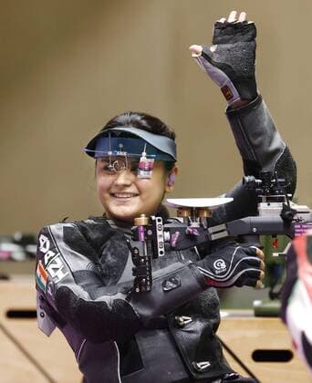 Tokyo Paralympics: Shooting India s Avani Lekhara waves after competing in the women s SH1 10-meter air rifle standing final at the Tokyo Paralympics on Aug. 30, 2021, at Asaka Shooting Range. She won gold.  A14AA0000778595P