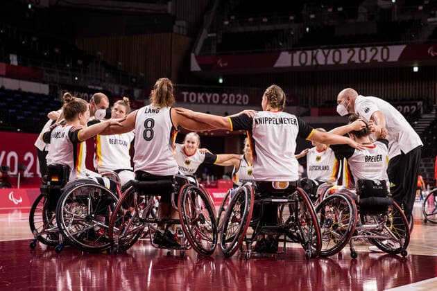 Tokyo 2020 Paralympic Games Wheelchair Basketball , 31 08 2021 TOKYO, JAPAN 31 August Wheelchair Basketball, Quarterfinal Germany vs Spain Women, on Day 7 of the Tokyo 2020 Paralympic Games at Ariake Arena on 31 08 2021 in Tokyo Japan Womens team circle before the start of the game Copyright: xBEAUTIFULxSPORTS Wunderlx