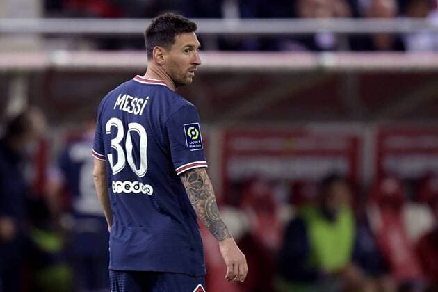 REIMS Lionel Messi of Paris Saint Germain during the French L1 football match between Stade de Reims and Paris Saint Germain at the Stade Auguste Delaune in Reims, France on August 29, 2021 ANP HH French Ligue 1 2021 2022 xVIxANPxSportx xGerritxvanxKeulenxIVx 436567453
