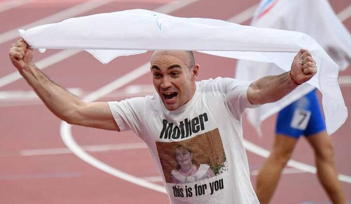 6639104 01.09.2021 Russian Paralympic Committee s Chermen Kobesov reacts after finishing the men s 400m T37 final during the athletics event at the Tokyo 2020 Paralympic Games at Olympic Stadium, in Tokyo, Japan. Ilya Pitalev Sputnik Japan Paralympics 2020 Athletics  c0e95fc532040f17