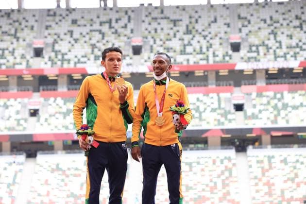 JACQUES Yeltsin (BRA) celebrates Gold Medal in the Athletics : Men s 1500m - T11 Final during the Tokyo 2020 Paralympic Games on August 31, 2021, at the Olympic Stadium in Tokyo, Japan. Noxthirdxpartyxsales  (168303978)