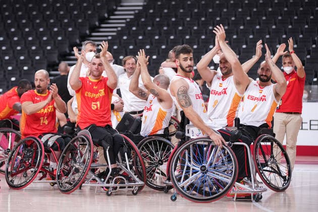 Men s Spain team group, Mannschaftsbild, Totale (ESP), SEPTEMBER 1, 2021 - Wheelchair Basketball : Men s Quarter-final match between Spain 71-68 Germany during the Tokyo 2020 Paralympic Games at Ariake Arena in Tokyo, Japan. Noxthirdxpartyxsales  (168303918)