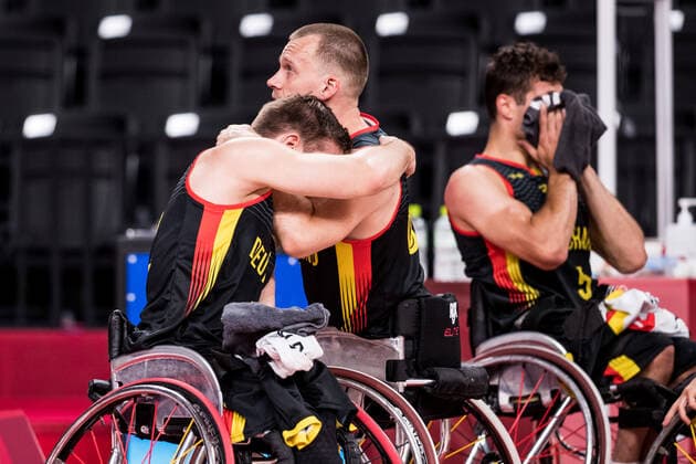 Tokyo 2020 Paralympic Games Wheelchair Basketball , 01 09 2021 TOKYO, JAPAN 01 September Wheelchair Basketball, Quarterfinal Spain vs Germany Men, on Day 8 of the Tokyo 2020 Paralympic Games at Ariake Arena on 01 09 2021 in Tokyo Japan Andre Bienek 8, Germany troestet Jens Albrecht 12, Germany Copyright: xBEAUTIFULxSPORTS Wunderlx