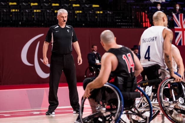 Tokyo 2020 Paralympic Games Wheelchair Basketball , 01 09 2021 TOKYO, JAPAN 01 September Wheelchair Basketball, Quarterfinals Great Britain Canada Men, on Day 8 of the Tokyo 2020 Paralympic Games at Ariake Arena on 01 09 2021 in Tokyo Japan Carsten Rehling Referee Germany Copyright: xBEAUTIFULxSPORTS Wunderlx