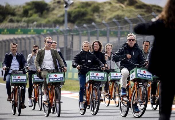 ZANDVOORT Robert Doornbos and Jan Lammers cycle over the circuit For the first time in 36 years, the Formula 1 race Dutch Grand Prix Zandvoort will be held at Circuit Zandvoort KOEN VAN WEEL xVIxANPxSportx xxANPxIVx 436625563