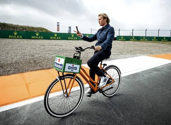 ZANDVOORT Nico Rosberg on his bike during a press conference For the first time in 36 years, the Formula 1 race Dutch Grand Prix Zandvoort will be held at Circuit Zandvoort REMKO DE WAAL xVIxANPxSportx xxANPxIVx 436625642
