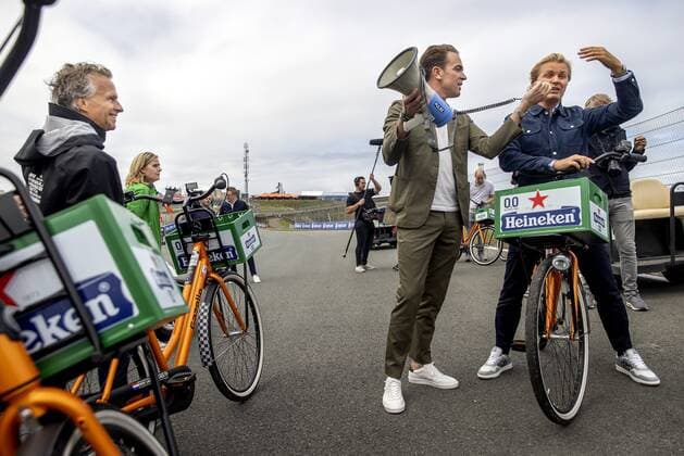 ZANDVOORT Jan Lammers, Robert Doornbos and Nico Rosberg cycle over the circuit For the first time in 36 years, the Formula 1 race Dutch Grand Prix Zandvoort will be held at Circuit Zandvoort KOEN VAN WEEL xVIxANPxSportx xxANPxIVx 436626582