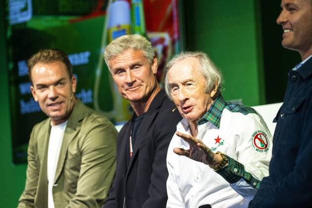 ZANDVOORT Robert Doornbos, David Coulthard, Sir Jackie Stewart and Nico Rosberg lr during the press conference For the first time in 36 years, the Formula 1 race Dutch Grand Prix Zandvoort will be held at Circuit Zandvoort ANP VINCENT JANNINK xVIxANPxSportx xxANPxIVx 436626730